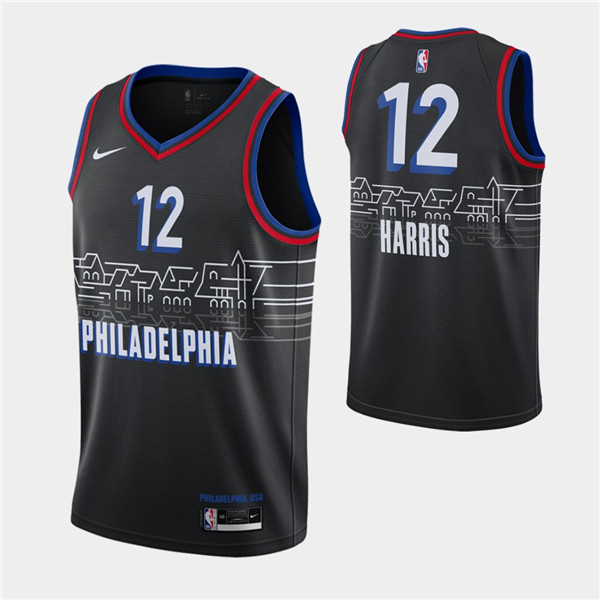 Men's Philadelphia 76ers #12 Tobias Harris Black NBA City Swingman 2020-21 Stitched Jersey